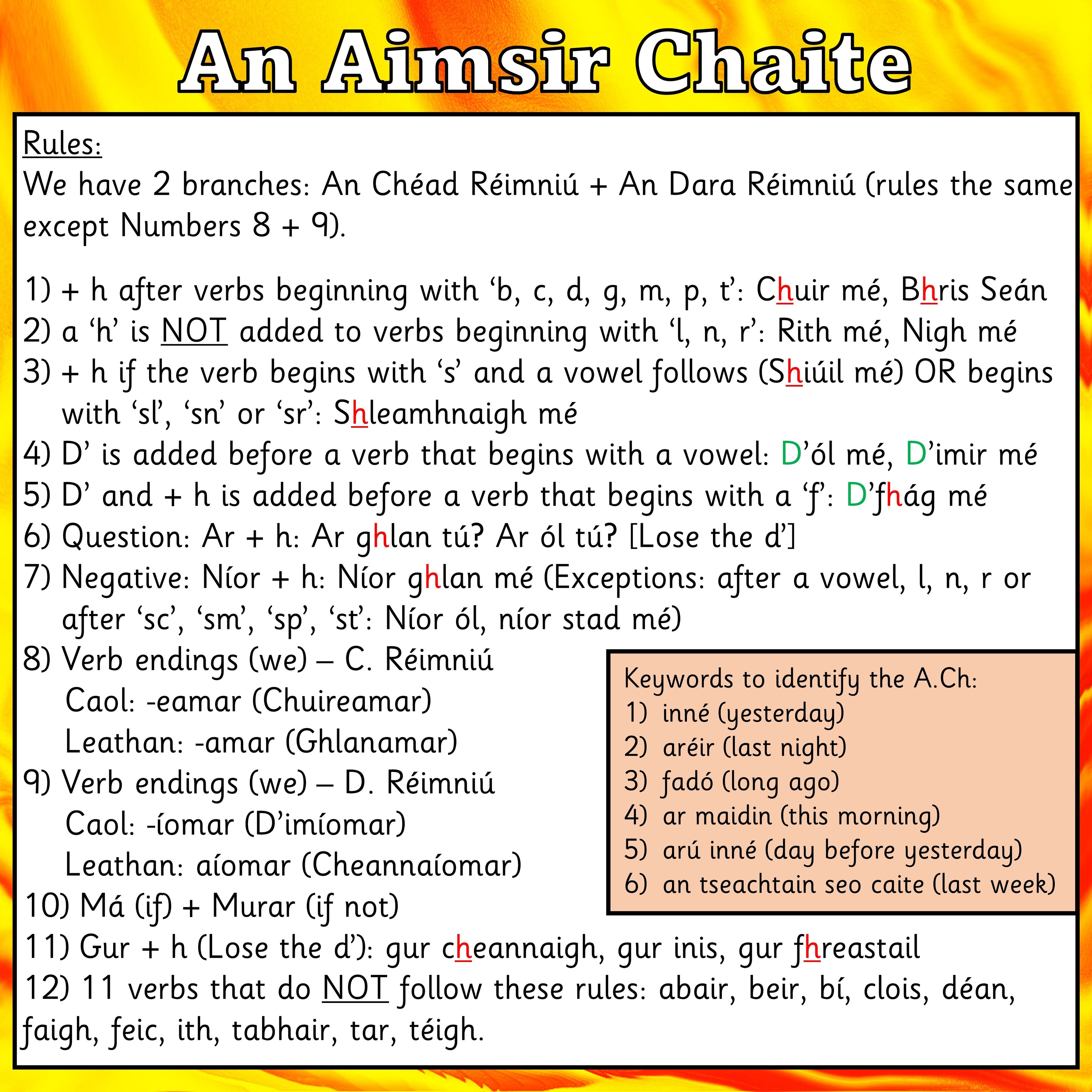 Aimsir Chaite - Rules (Rialacha)
