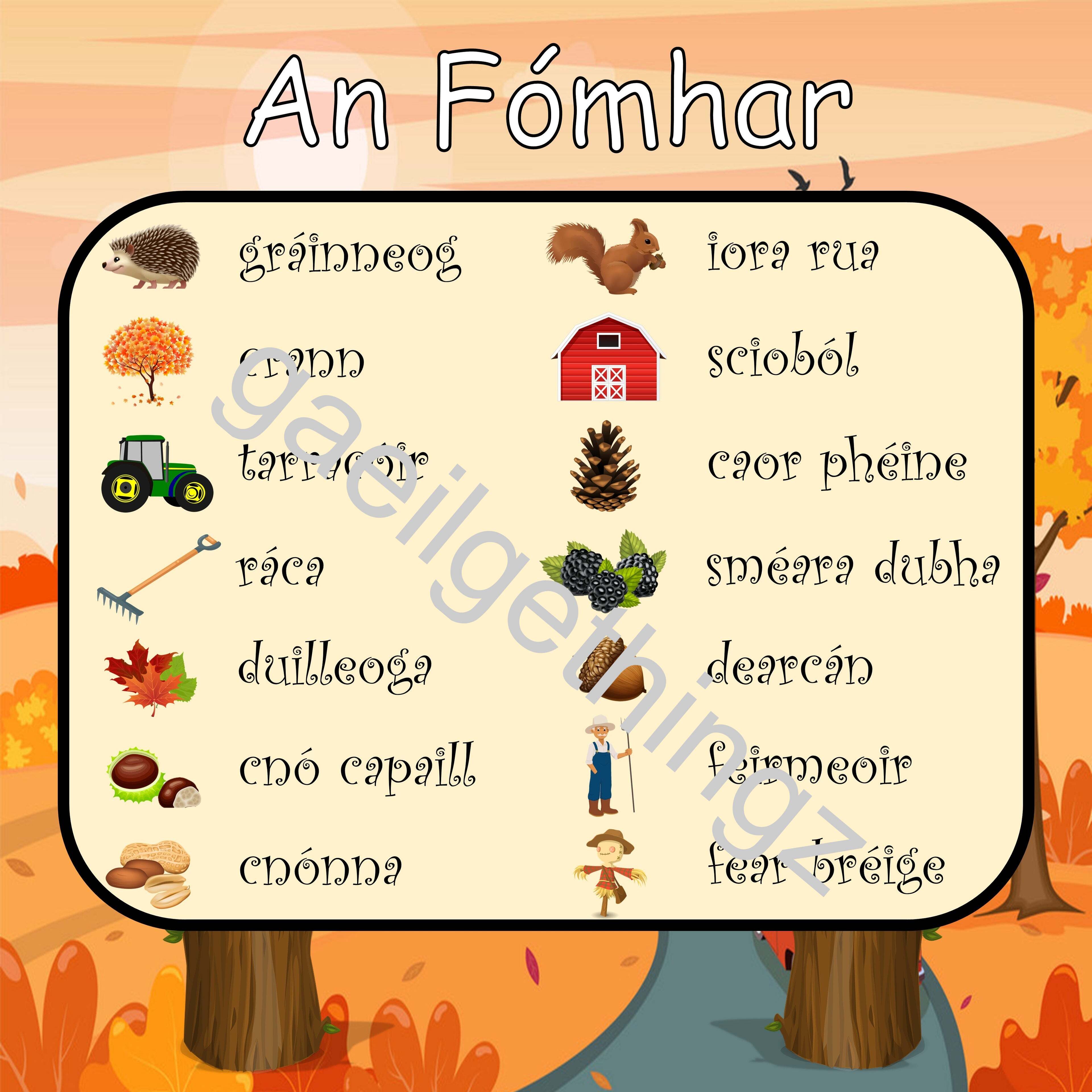 An Fómhar - Word Bank