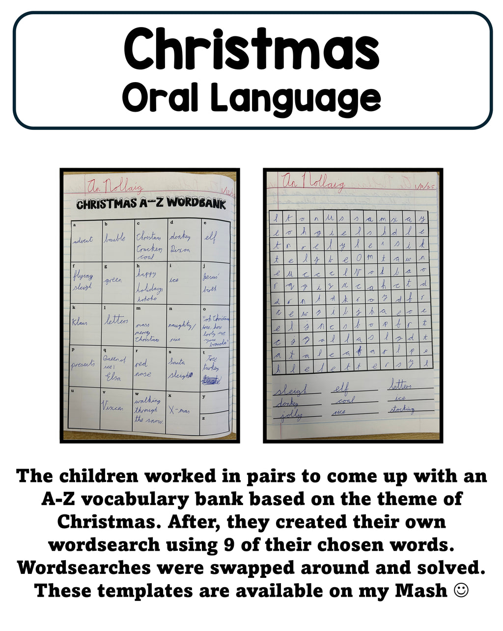 Christmas A-Z vocabulary and wordsearch