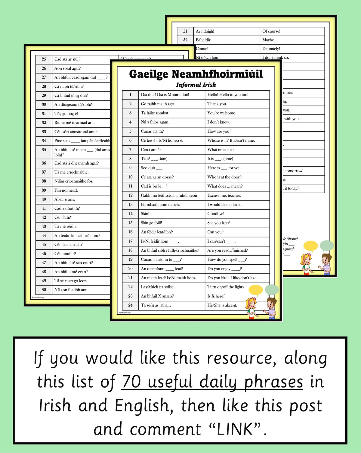 Gaeilge Neamhfhoirmiúil - Examples