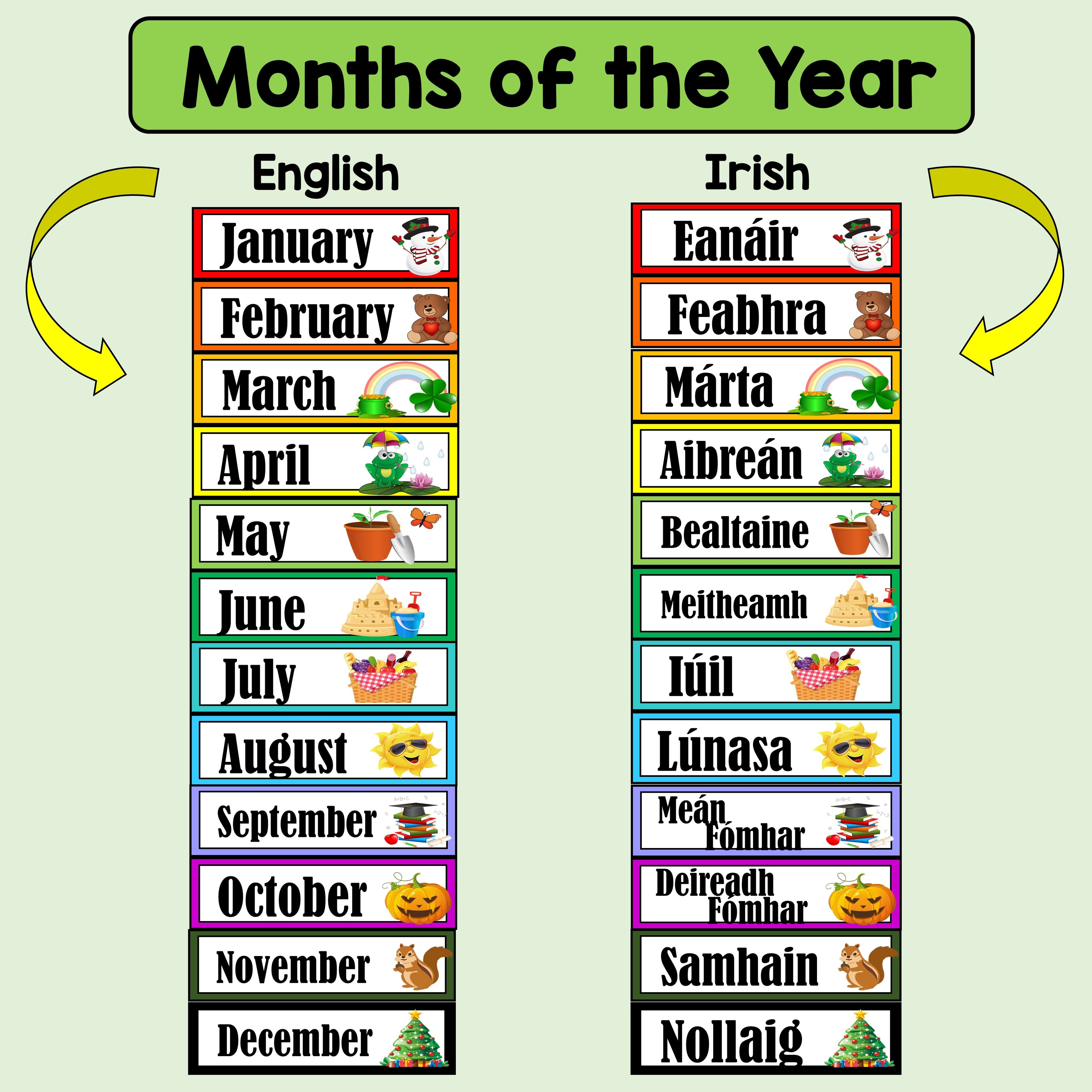 Months of the Year (Eng/Irish)