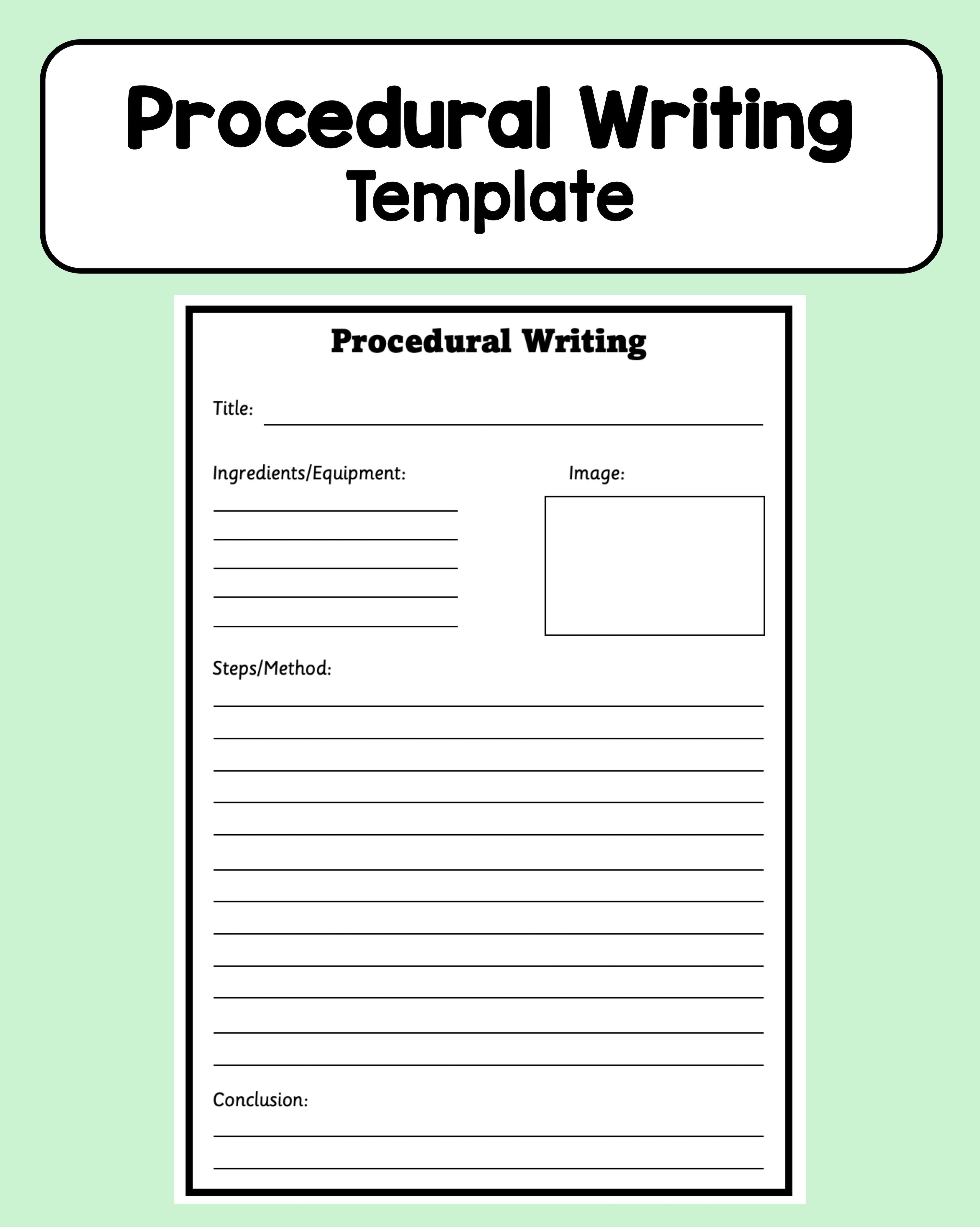 Procedural Writing - Planning Template