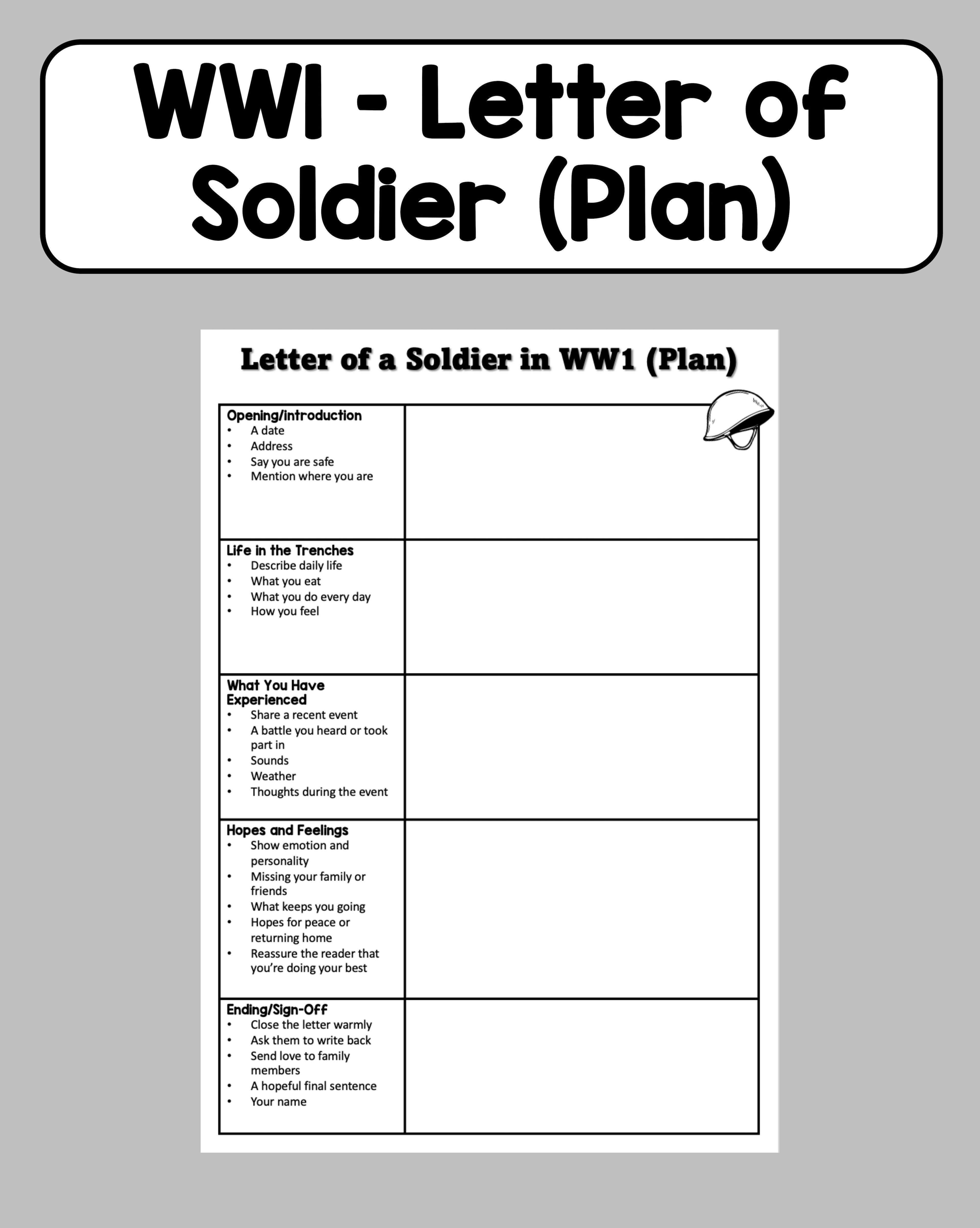 World War 1 - Solider Letter Plan