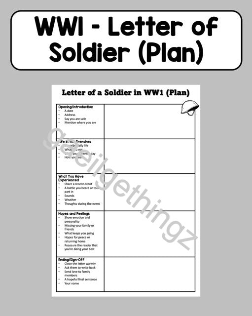 World War 1 - Solider Letter Plan