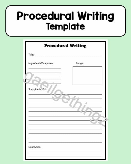 Procedural Writing - Planning Template