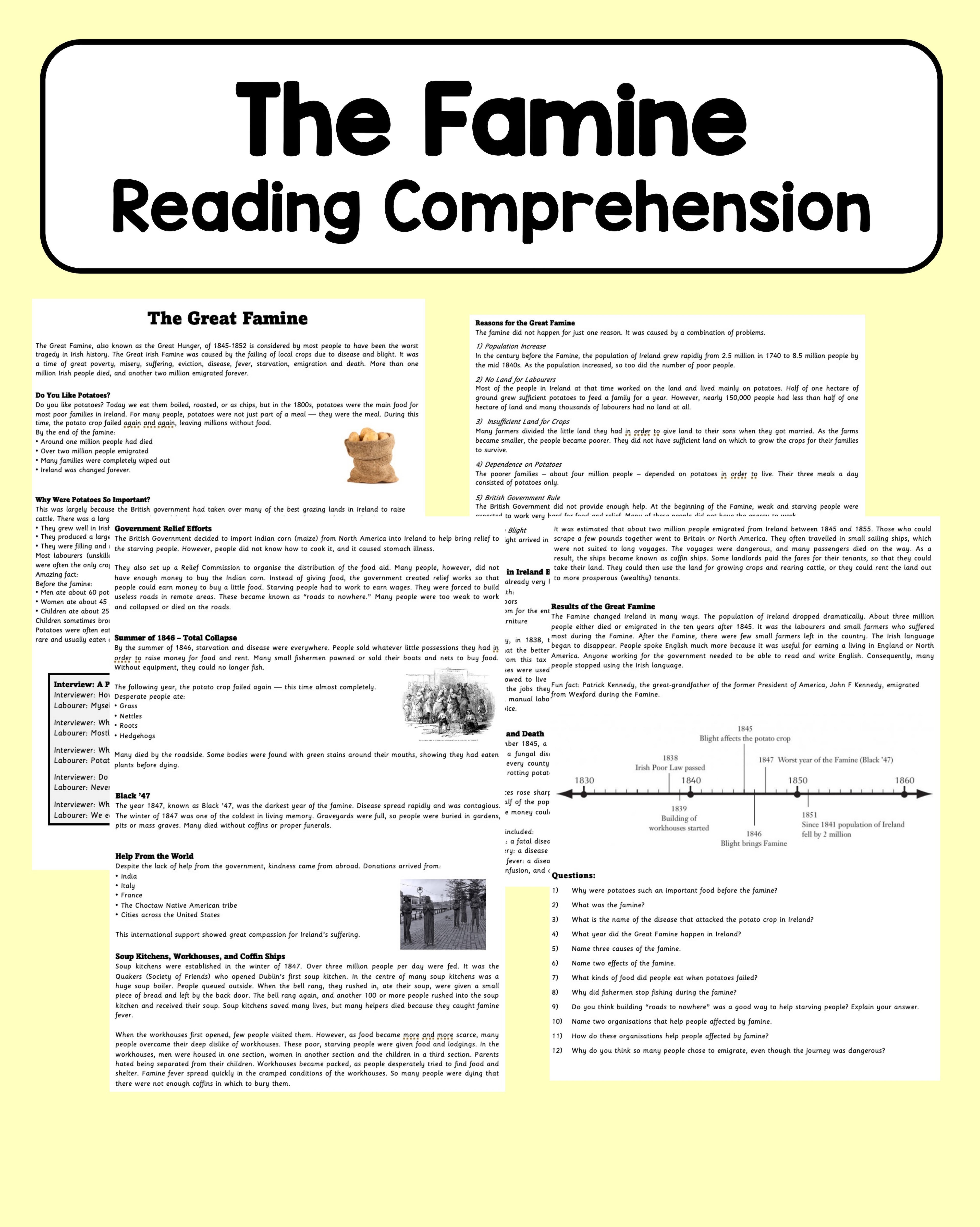 The Great Irish Famine - Reading Comprehension