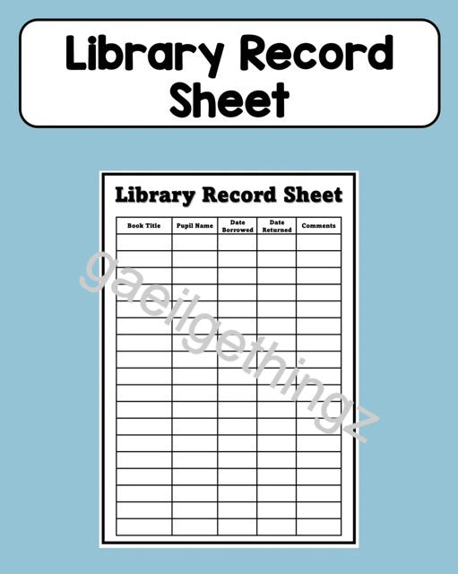 Library Record Sheet
