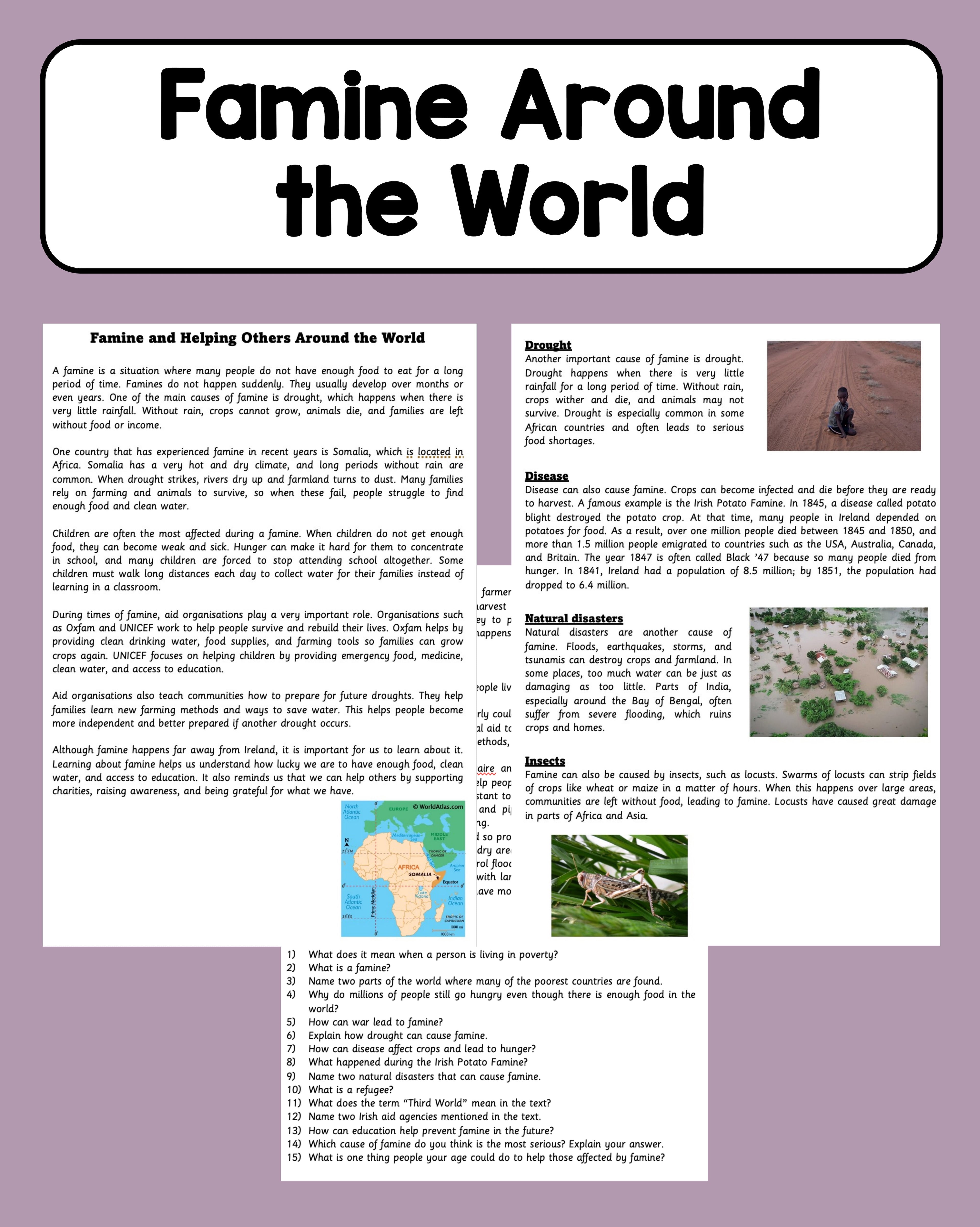 Poverty and Famine Around the World - Reading Comprehension