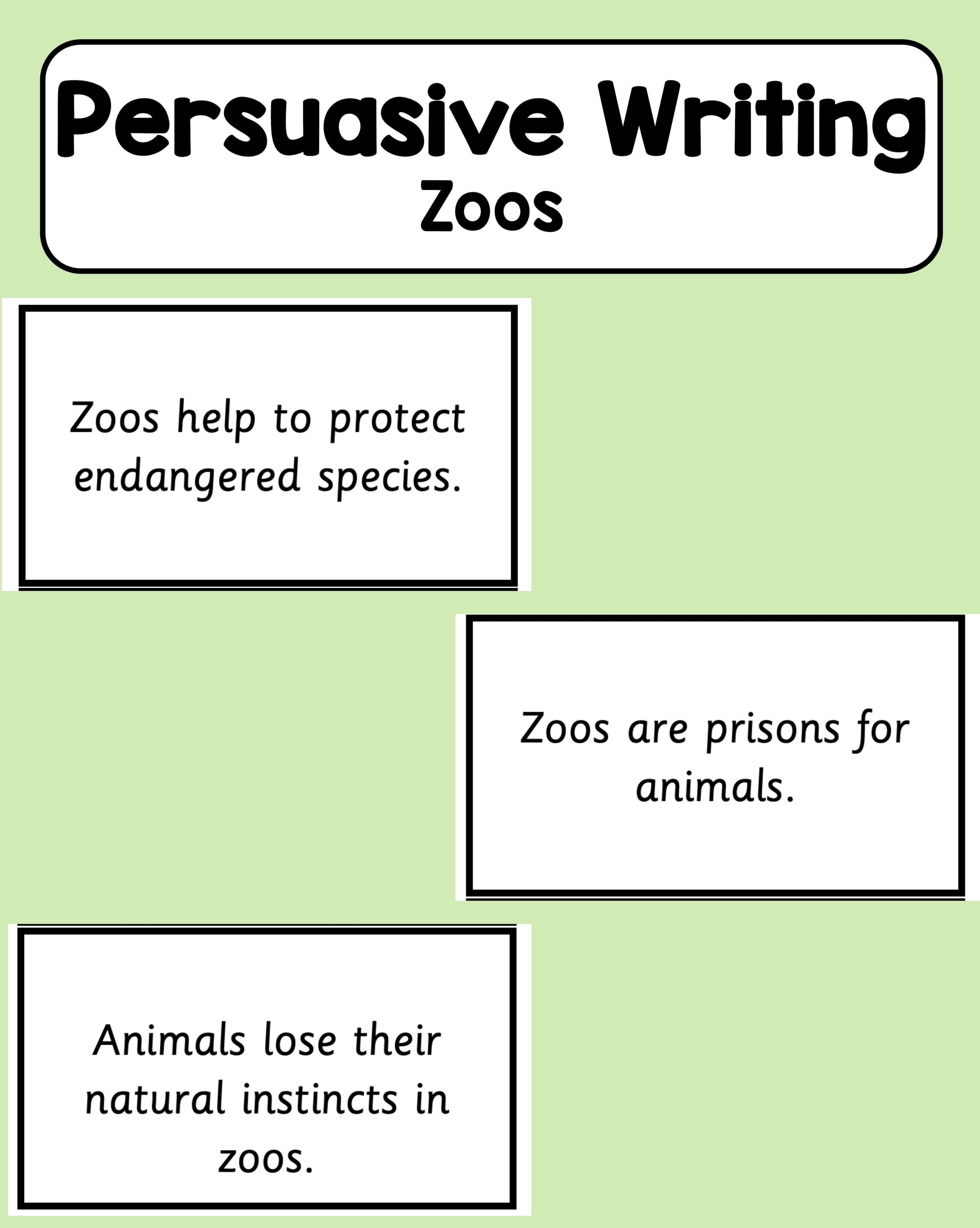 Persuasive Writing - Zoo Statement Cards