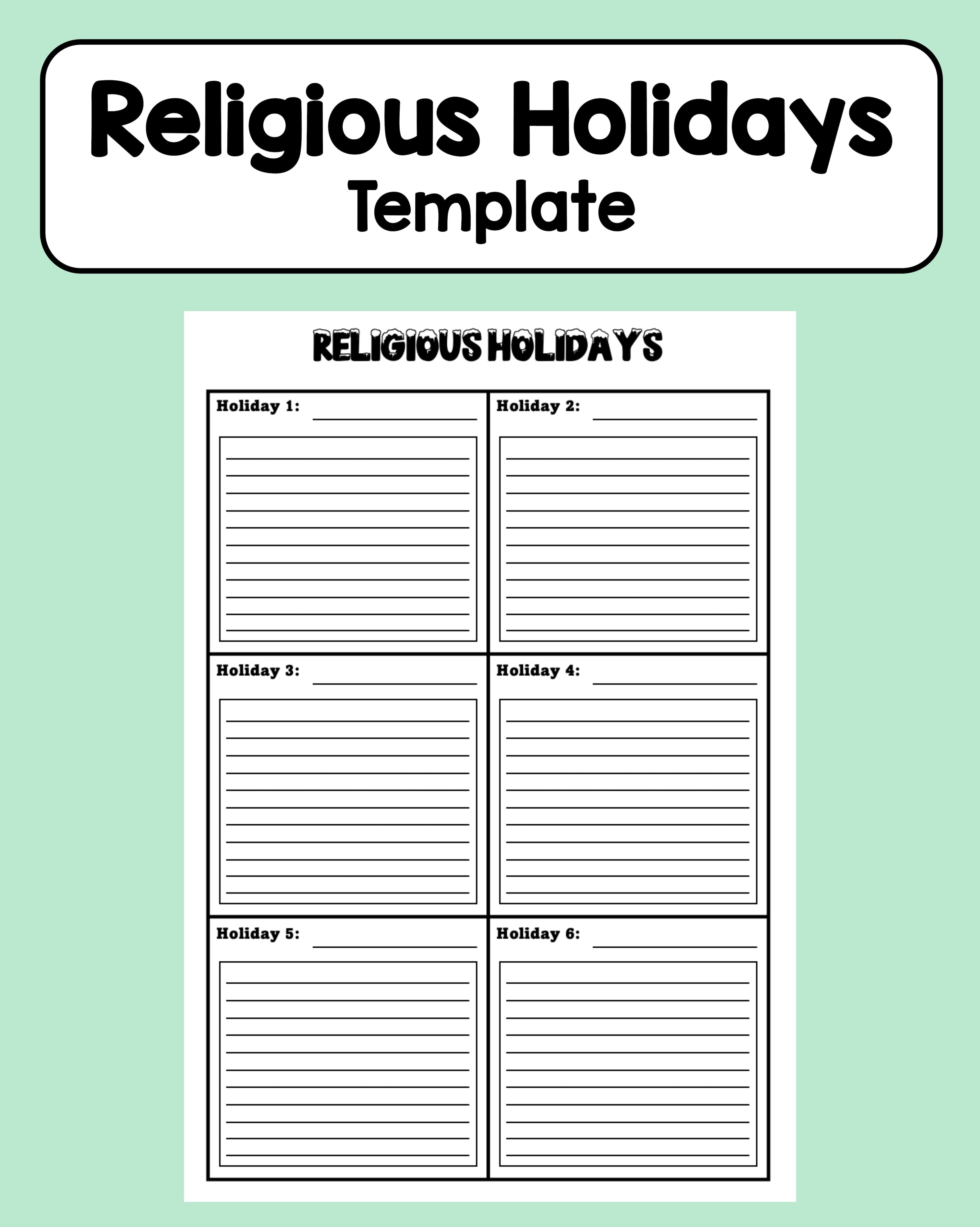 Religious Holidays - Template