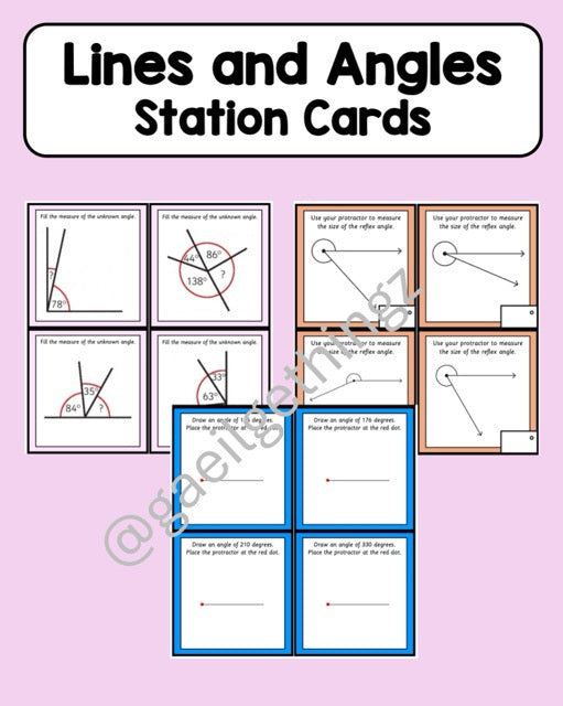 Lines and Angles - Station/Small Group Cards
