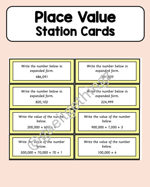 Place Value - Station/Small Group Cards