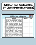 Addition and Subtraction - 6th Class - Detective Game