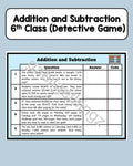 Addition and Subtraction - 6th Class - Detective Game