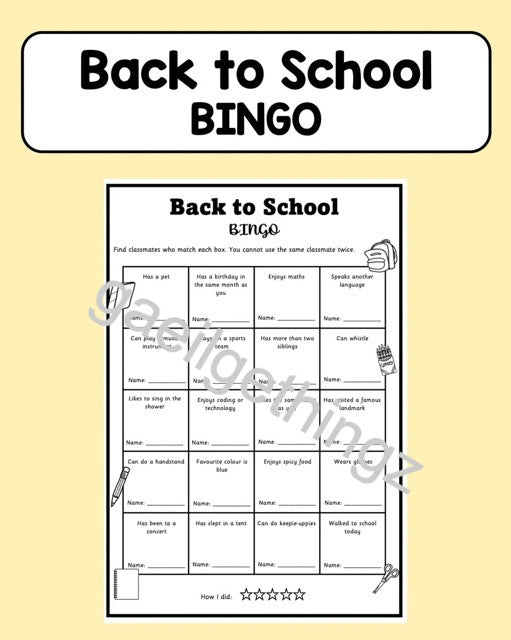 Back to School - BINGO (Find someone who...)