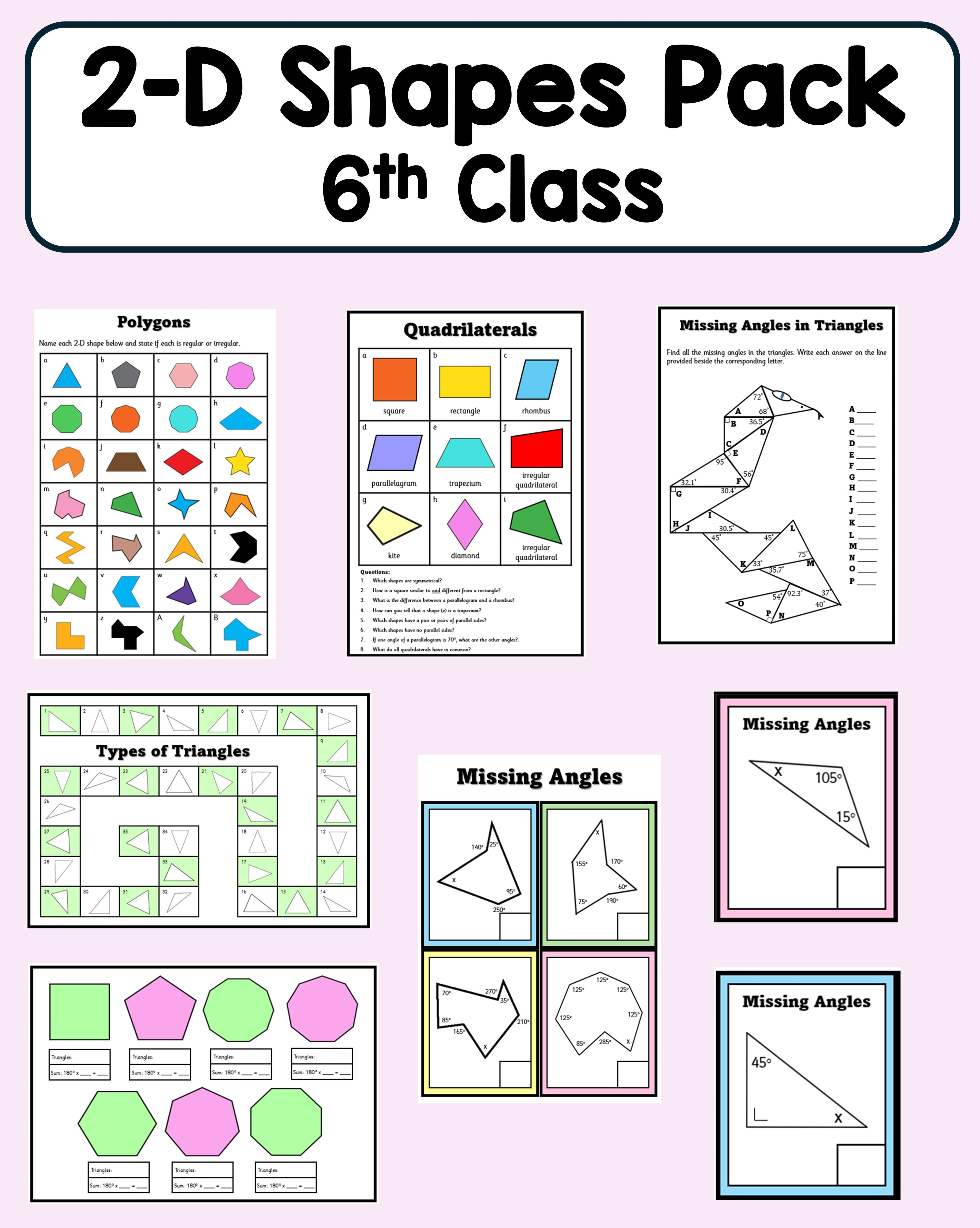 2-D Shapes Pack: 6th Class