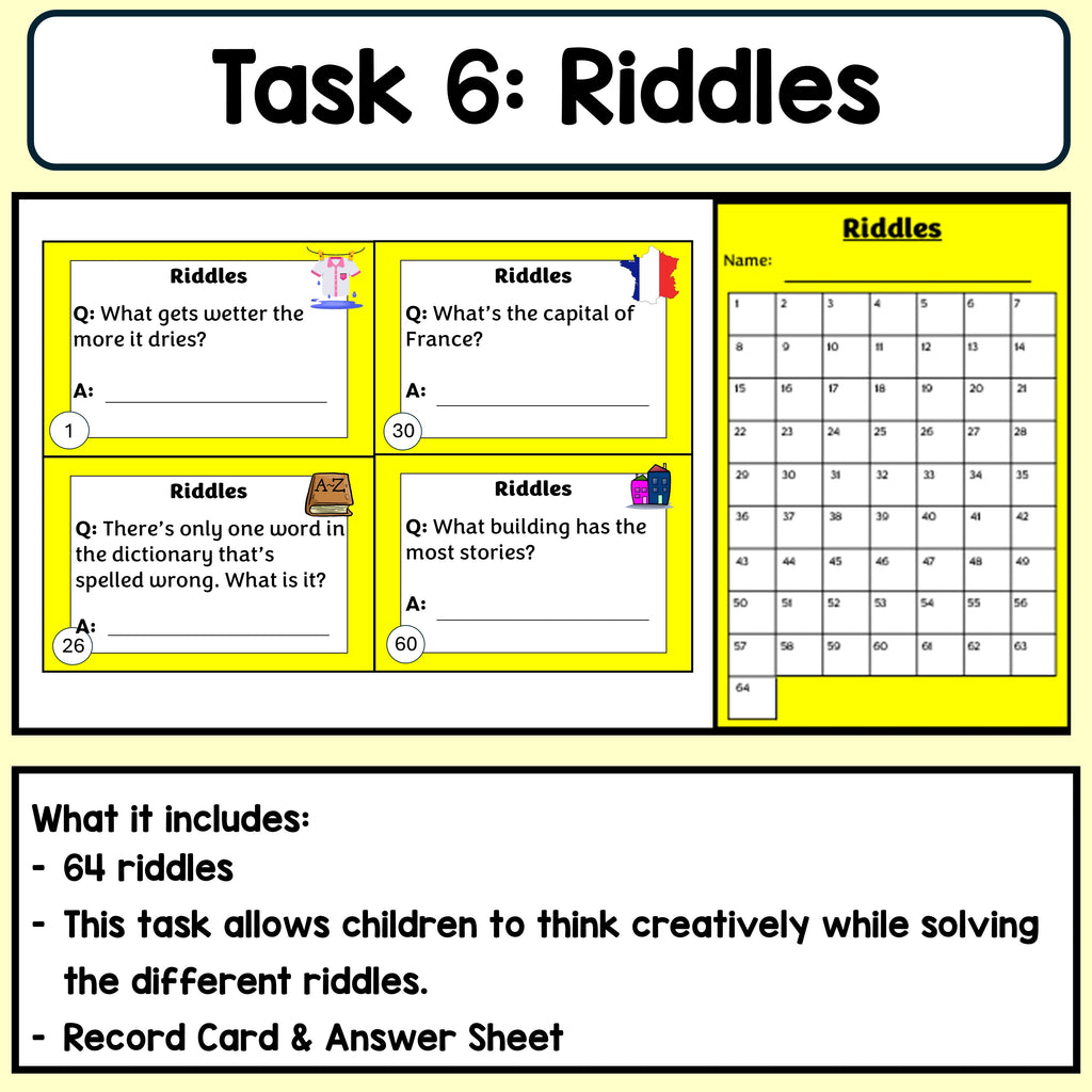 Early Finisher Task Cards (1st/2nd class)