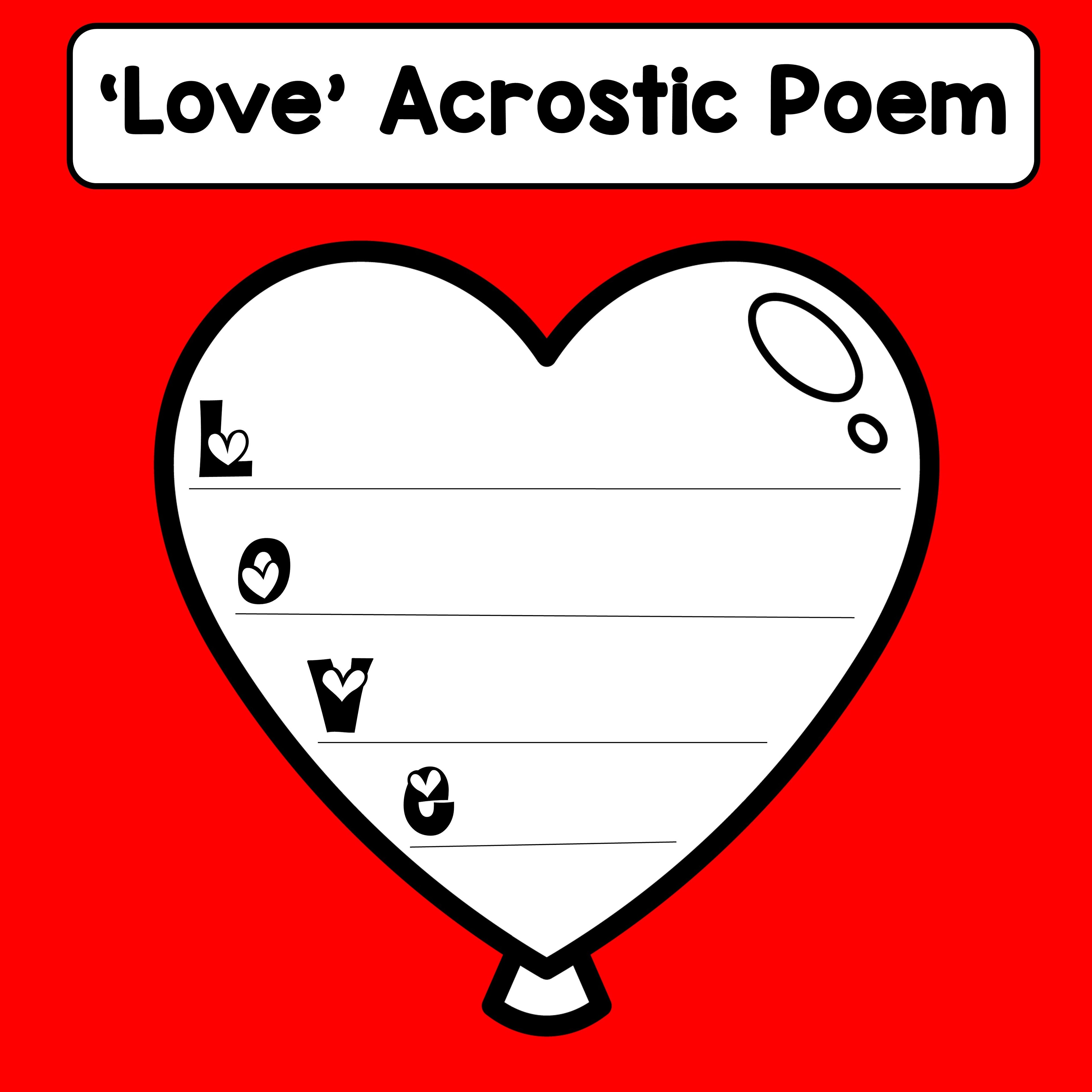 Love Acrostic Poem - Valentine's Day