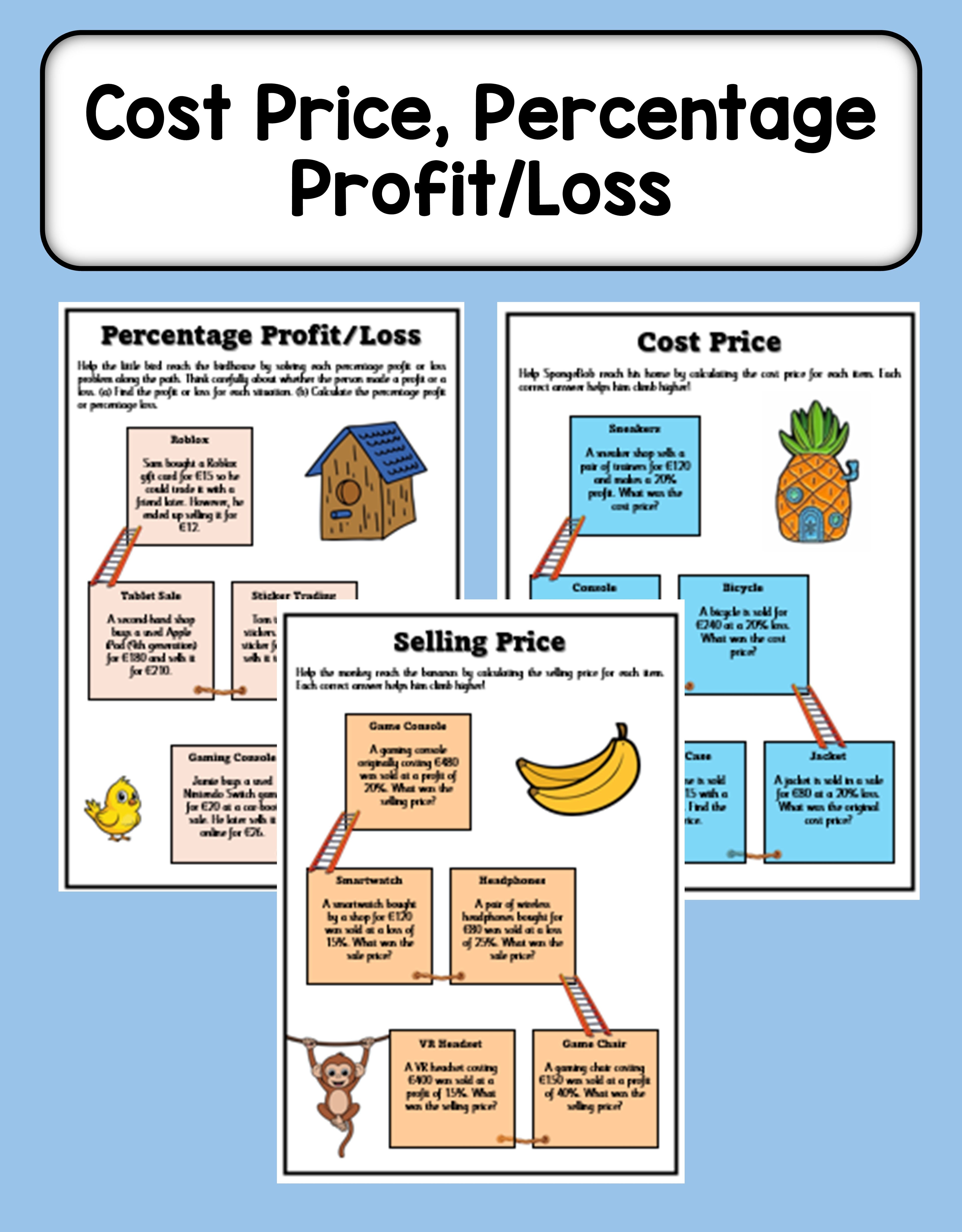 Cost Price, Percentage Profit/Loss, Selling Price