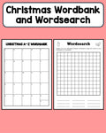 Christmas A-Z vocabulary and wordsearch