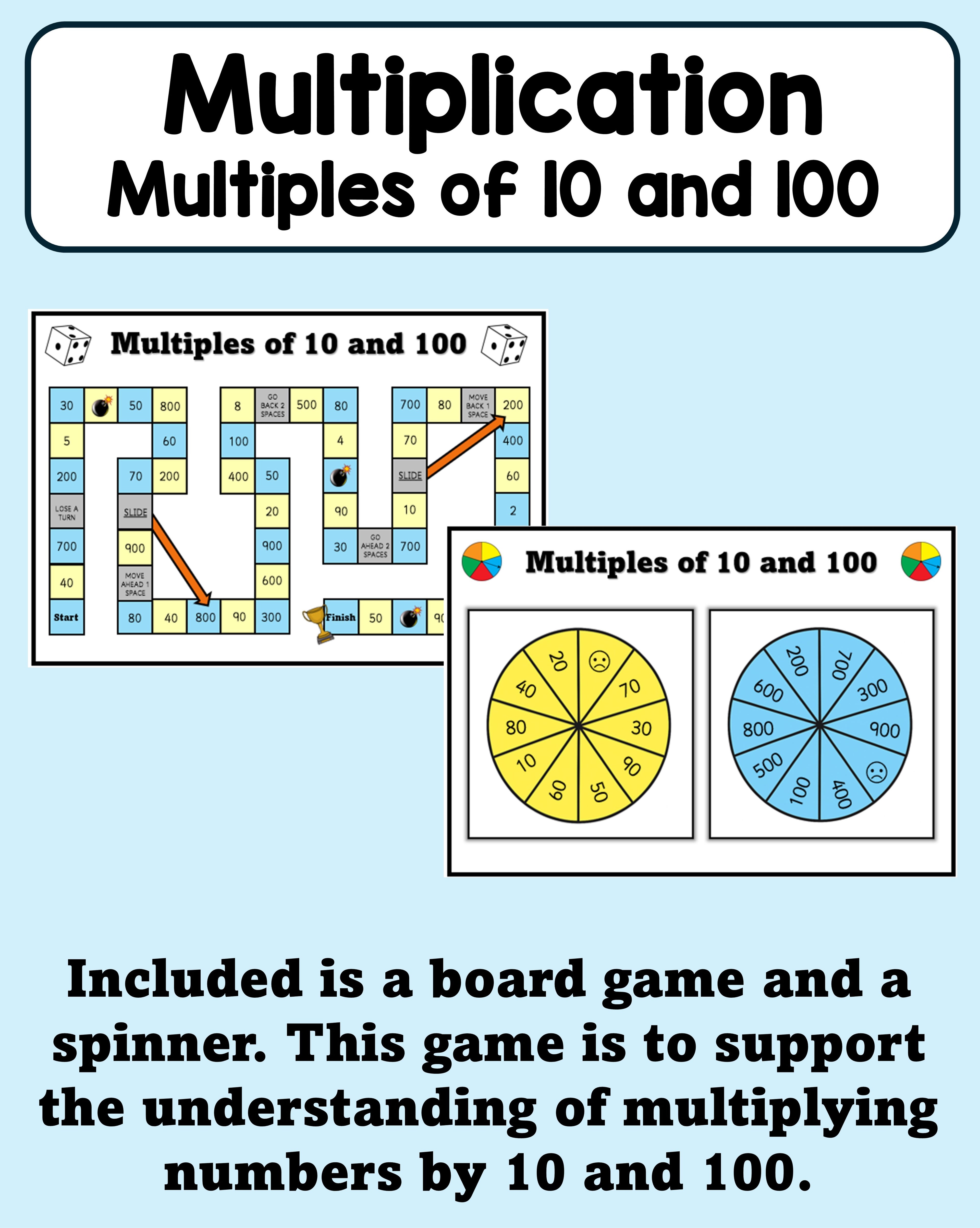 Multiplication (10s and 100s) board game