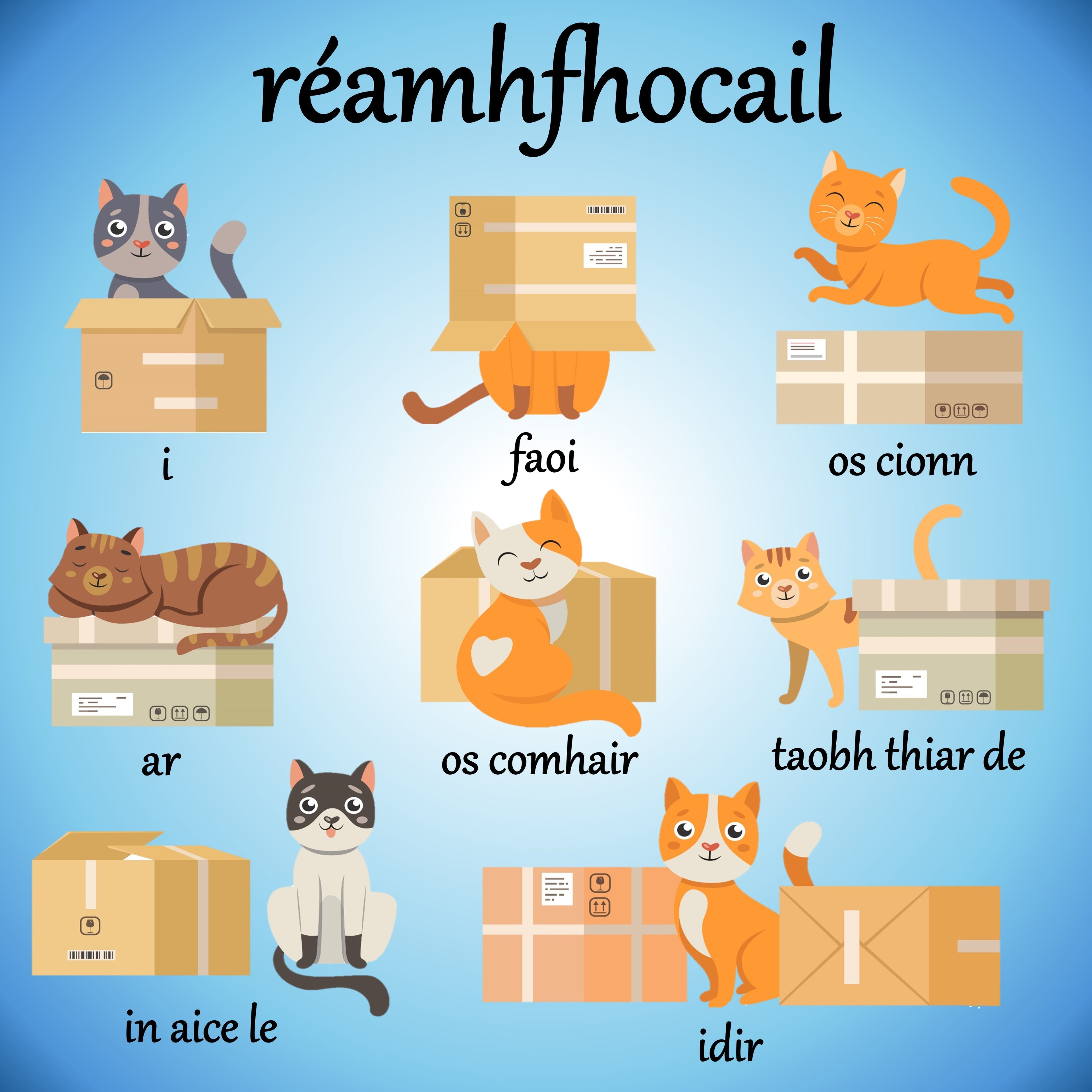 Réamhfhocail (prepositions) posters