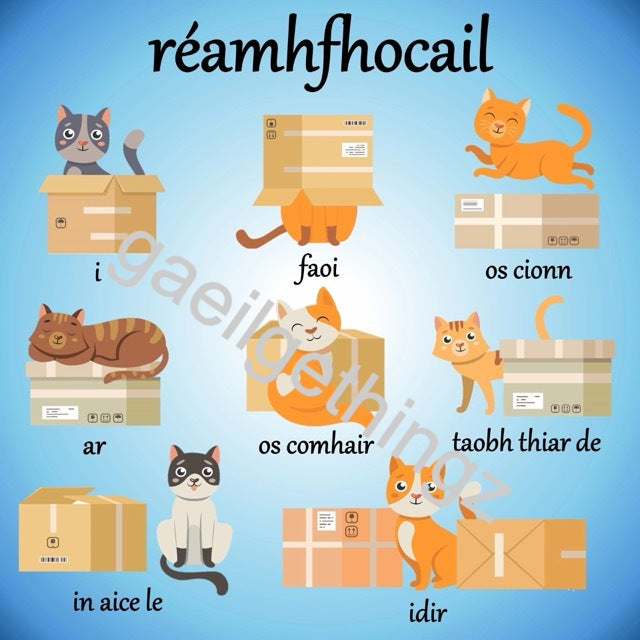 Réamhfhocail (prepositions) posters