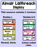 Aimsir Láithreach - Display (Verbs)