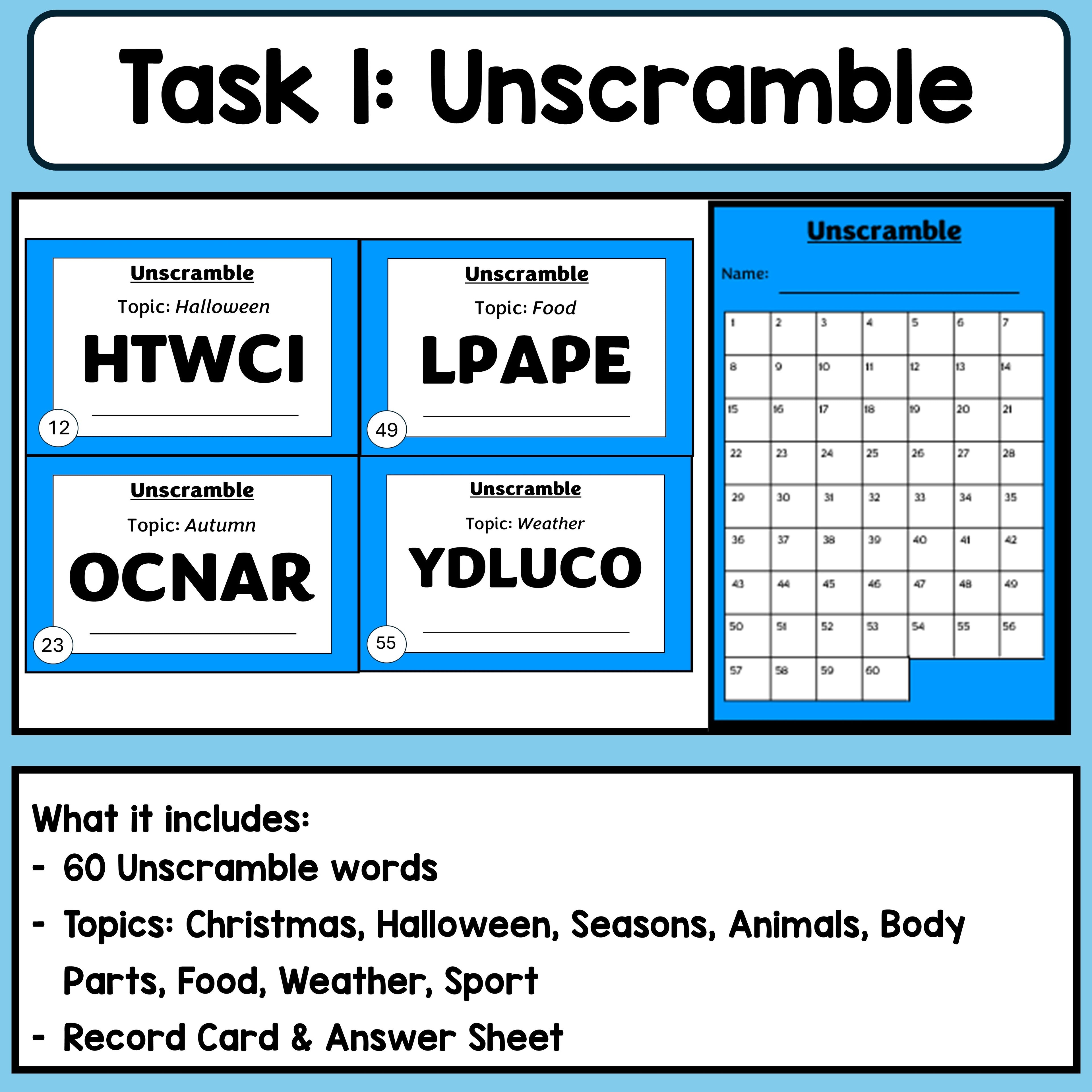 Early Finisher Task Cards (1st/2nd class)