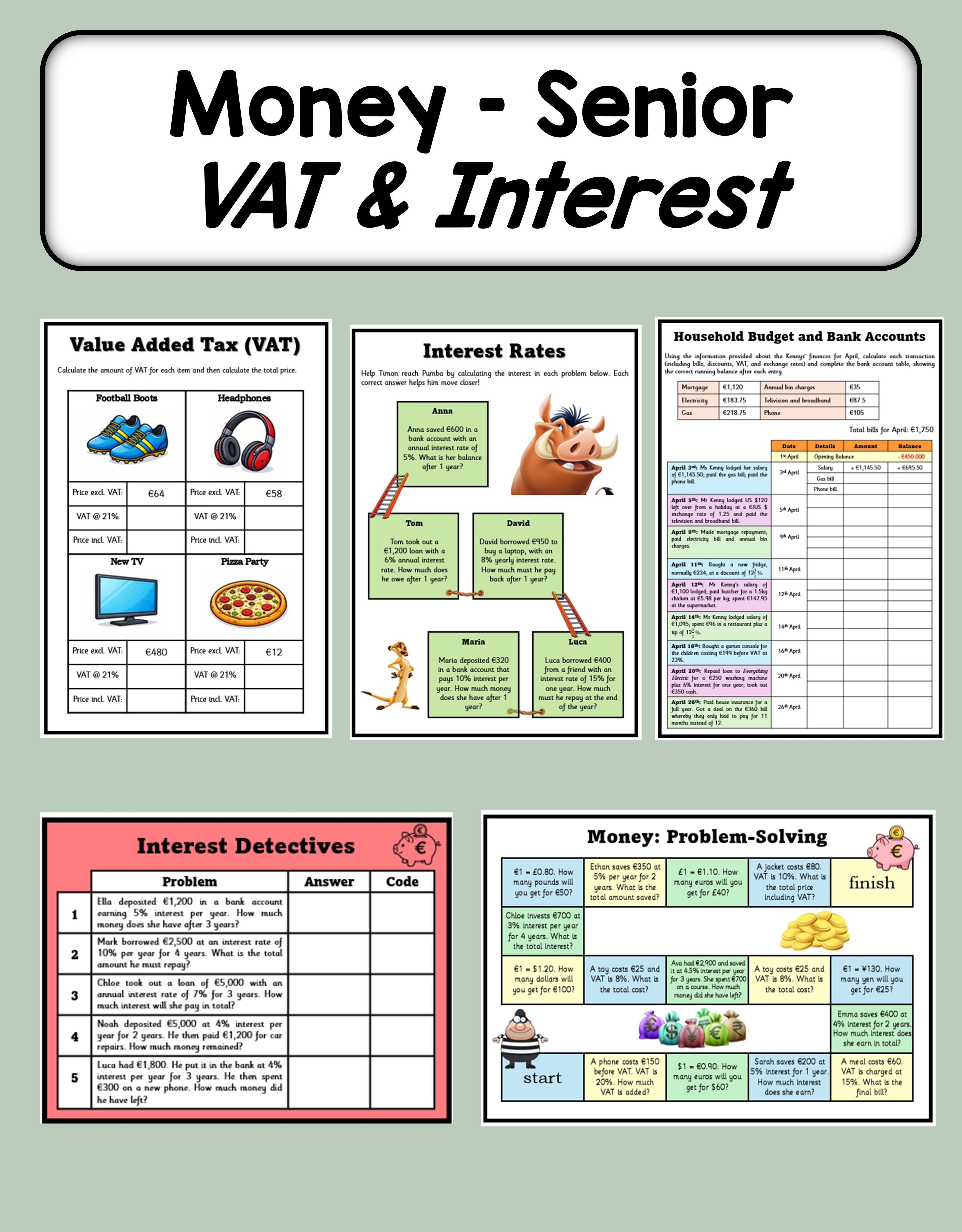 Money (VAT, Interest, Currency) - Senior