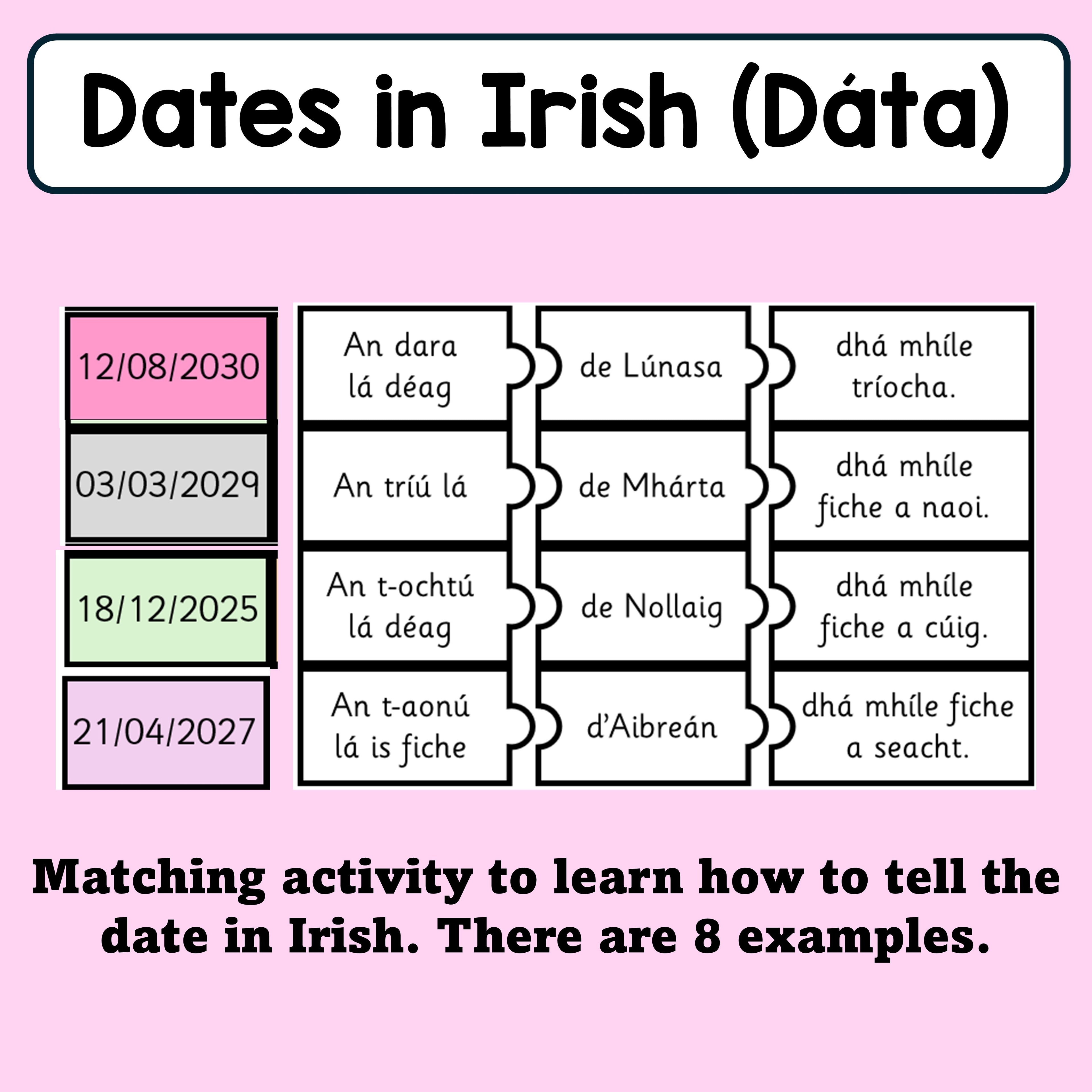 Dátaí - Dates in Irish