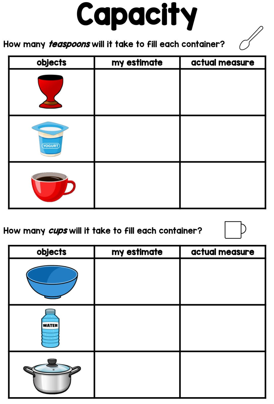 Capacity - Worksheet
