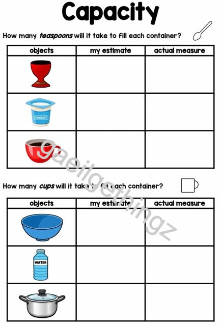 Capacity - Worksheet