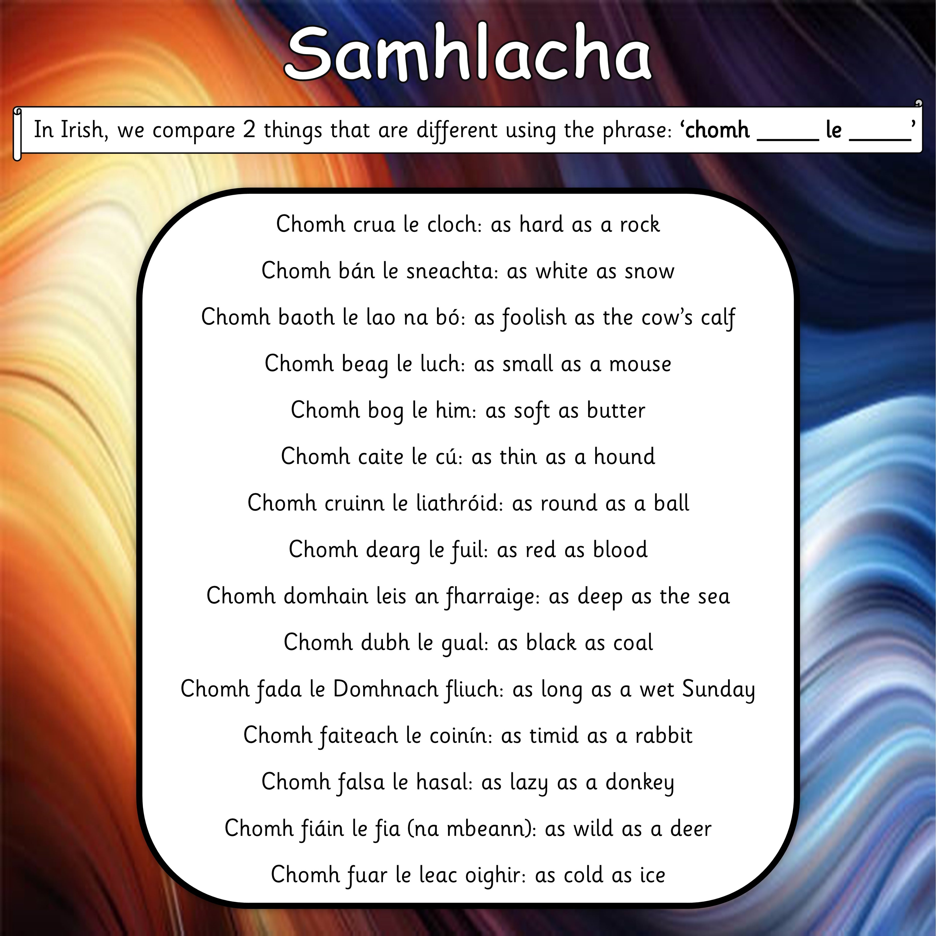 Samhlacha - Irish similies