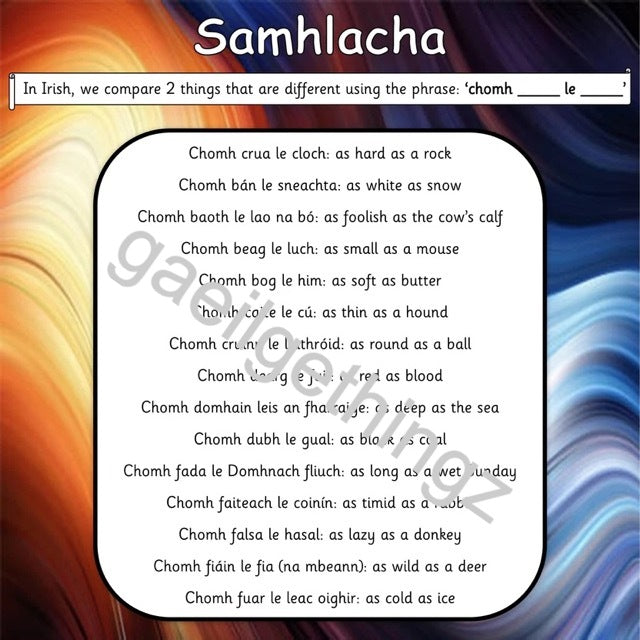 Samhlacha - Irish similies